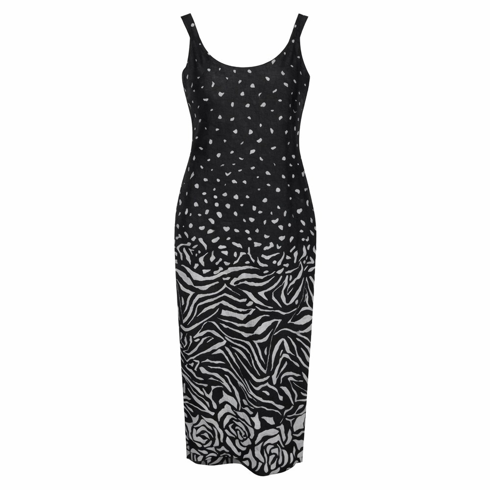 Vintage Cartise International Maxi Dress Black Zebra Rose‎ Print Formal Canada 8